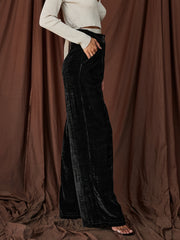  Velvet High Rise Wide Leg Trousers