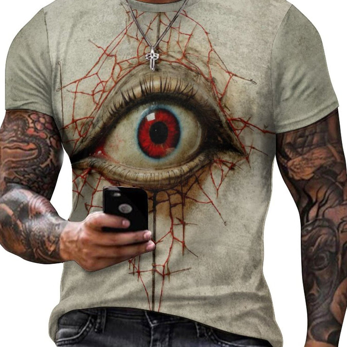 Men's 3D Eye Of Horror Graphic T-shirt for Outdoor