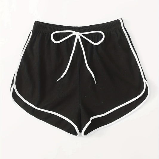 Contrast Trim Drawstring Shorts Women's Clothing