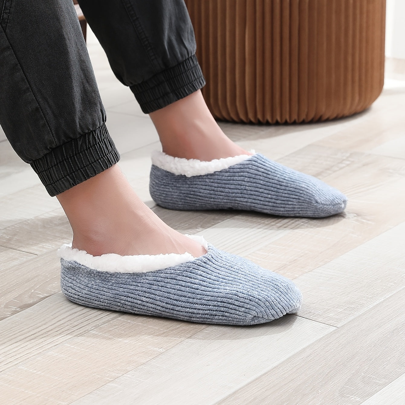 Men's Striped Fleece Slipper Socks