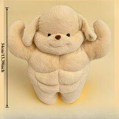 Beige & Brown Muscle Dog Plush Toy - Soft Stuffed Animal
