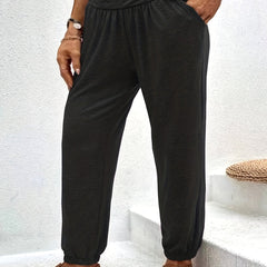 Women's Plus Tummy Control Jogger Trousers With Pockets