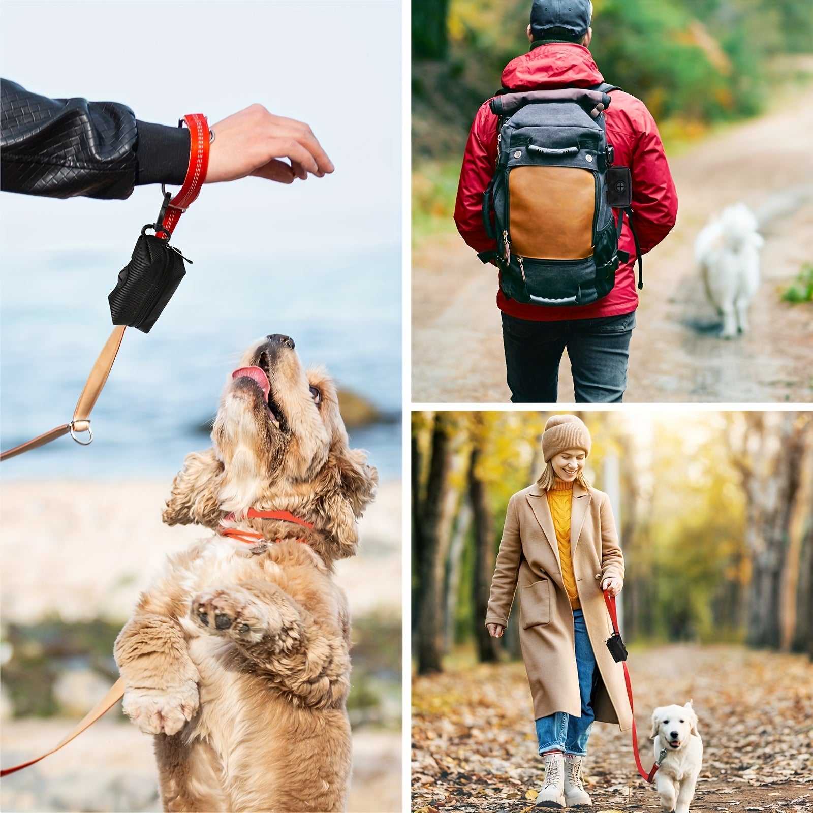 Portable Pet Poop Bag Holder Dispenser With Leash Attachment