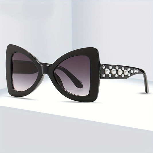 Y2K Butterfly Triangle Sunglasses with Faux Pearl Gradient UV400