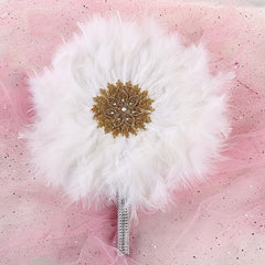 Colorful Plush Fan Inlaid Rhinestone Large Round Faux Feather Fan