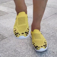 Leopard Print Sock Shoes Breathable Low Top Casual Walking Shoes