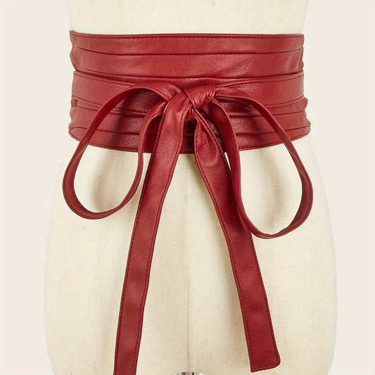 Womens PU Leather Corset Cinch Waistband Waspie Waist Belt Boho Style