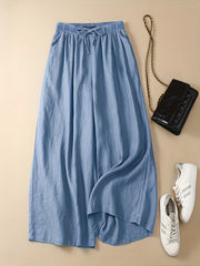 Women's Plus Solid High Waist Wide Leg Pants