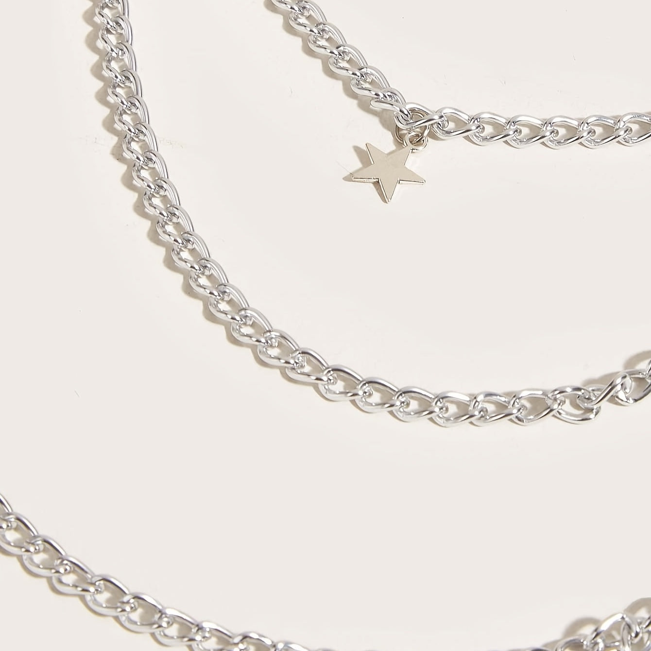 Silvery Pentagram Pendant Metal Belly Chain Y2K Jeans Chain
