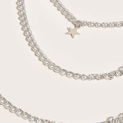 Silvery Pentagram Pendant Metal Belly Chain Y2K Jeans Chain