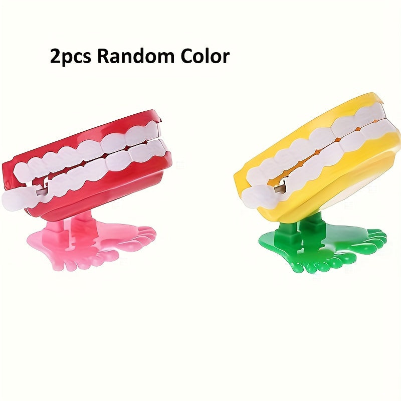 2pcs Wind Up Walking Teeth Toys for Halloween Christmas Party
