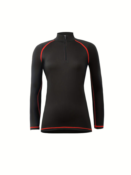 Quick Dry Long Sleeve Zip High Neck Sports Running T-Shirt