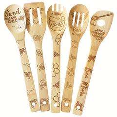 6pcs Bamboo Kitchen Utensils Set for Christmas and Halloween