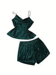 6 Pack Plus Size Satin Cami Top & Shorts Pajama Set