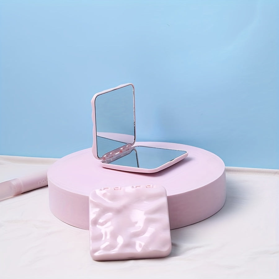 Pink Makeup Vanity Mirror Double Side Folding Portable Cosmetic Touch up Mirror