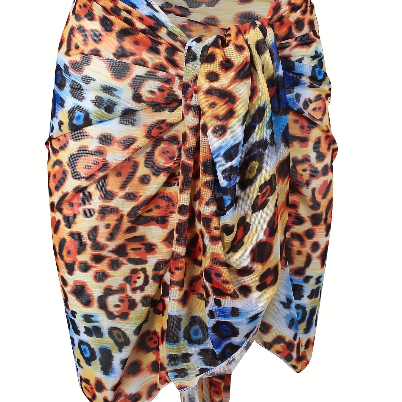  Leopard Pattern Wrap Cover Up Skirt
