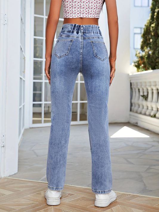 High Rise Vintage Slim Fit Jeans With Pockets
