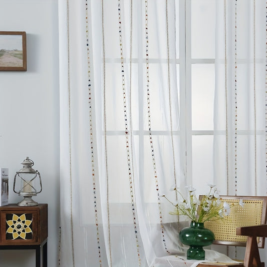 Colorful Embroidered Sheer Curtains for Home Decor