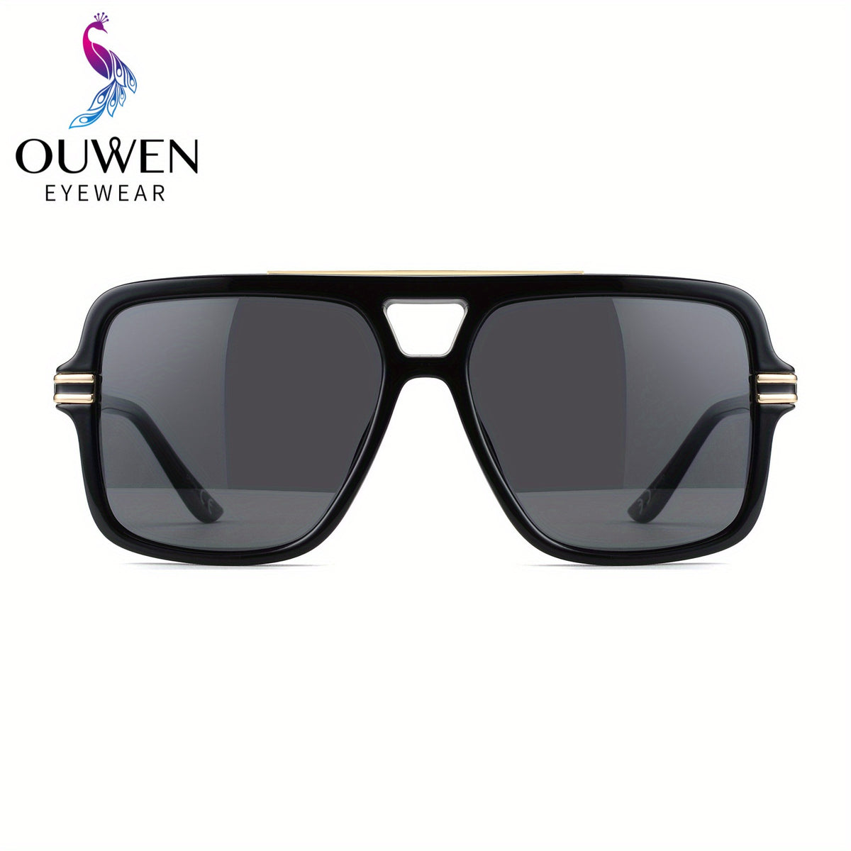 OUWEN Retro Oversized Square Pilot Polarized Men's Sunglasses
