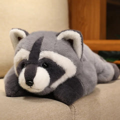Cute Gray Raccoon Plush Toy Soft Stuffed Animal & Fur Perfect Gift