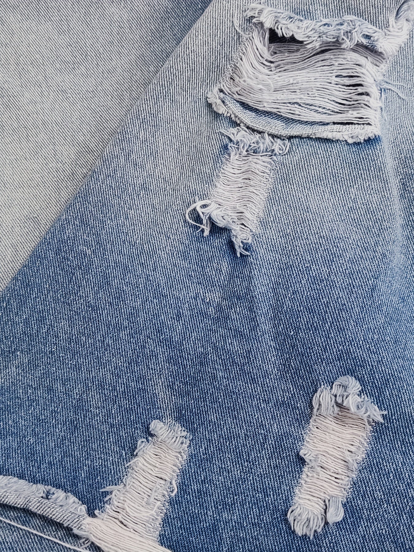  High Waist Ripped Tassel Midi Denim Skirt