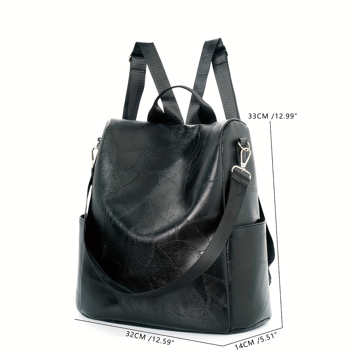 Anti Theft PU Leather Backpack Large Capacity School Travel Bag
