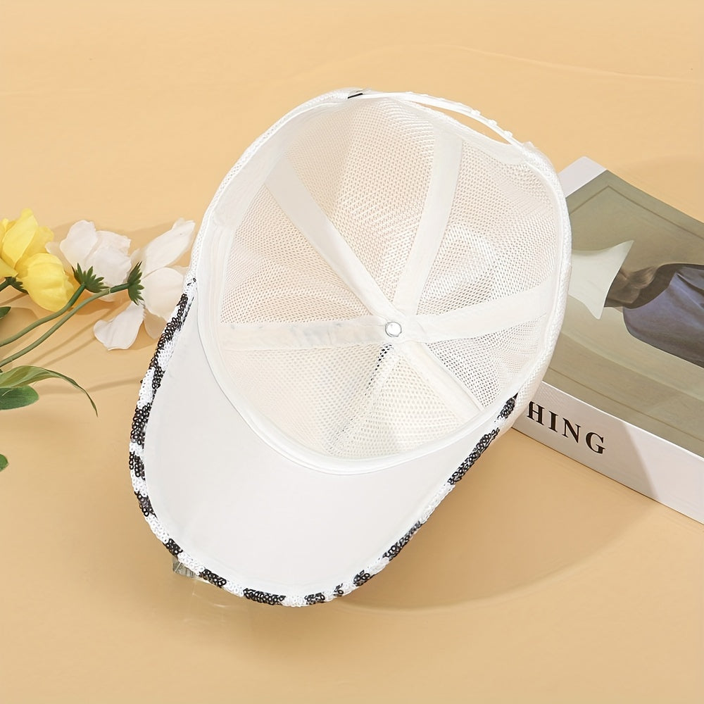 Top Snake Pattern Glitter Mesh Sunshade Sports Cap For Couple
