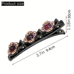 10Pcs Crystal Four Leaf Clover Hair Clips for Braids