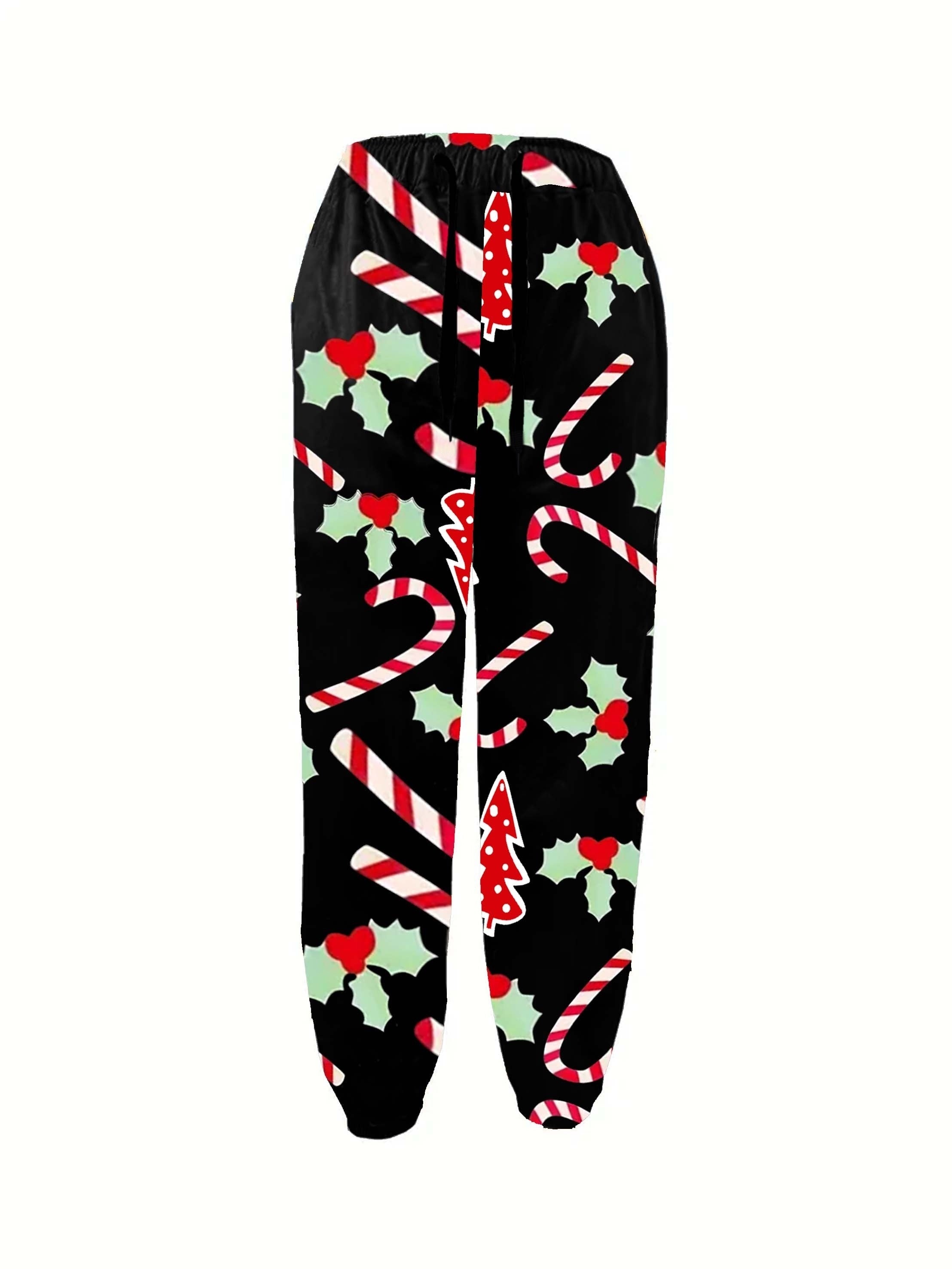  Christmas Pants Women's Plus Allover Print Elastic Drawstring Joggers