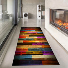 Fashionable Wood Pattern TPR Base Mat Non-slip Washable Carpet