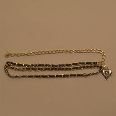Gold Heart Pendant Waist Chain Double Layer Decorative Dress Girdle