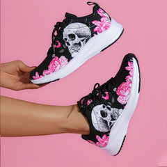 Skull & Rose Pattern High-Tech Sneakers