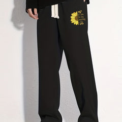 Sunflower Pattern Loose Fit Drawstring Pants