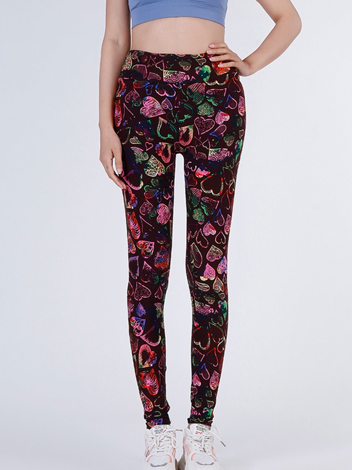 Heart Print High Waist Cropped Pants