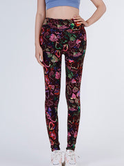 Heart Print High Waist Cropped Pants