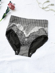 Colorblock Briefs Lace Trim High Waist Panties