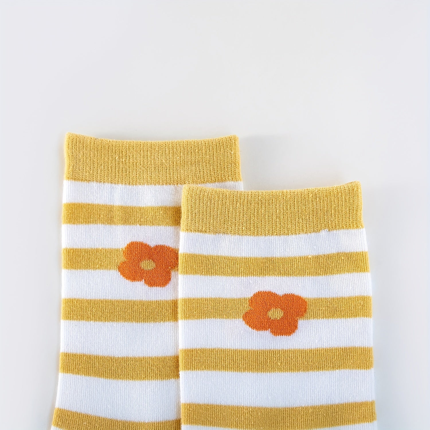 5 Pairs Flower & Striped Socks Comfy & Carrot Pattern Stockings