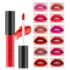 12-Color Matte Red Liquid Lipstick Set for Women, Waterproof & Long-Lasting