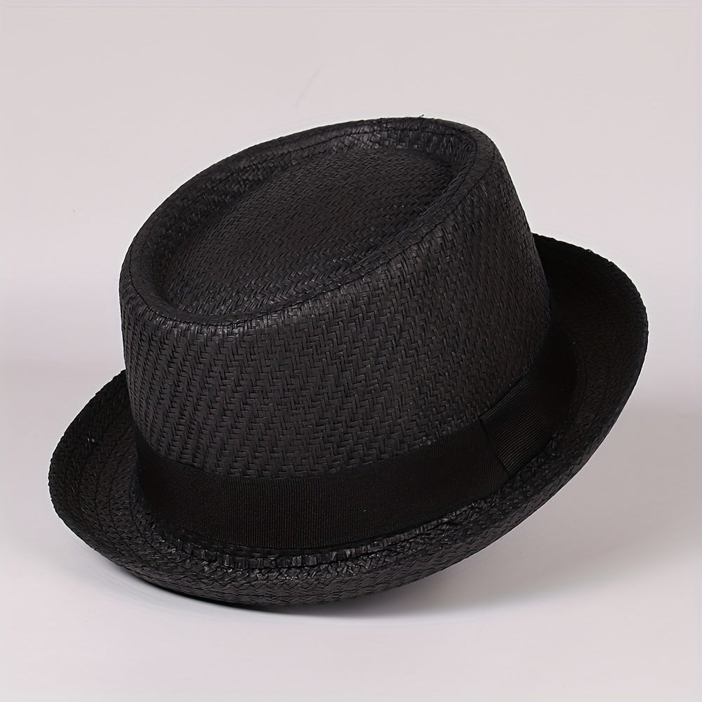 Casual Sunshade Straw Hat With Band for Outdoor Travel Seaside Unisex