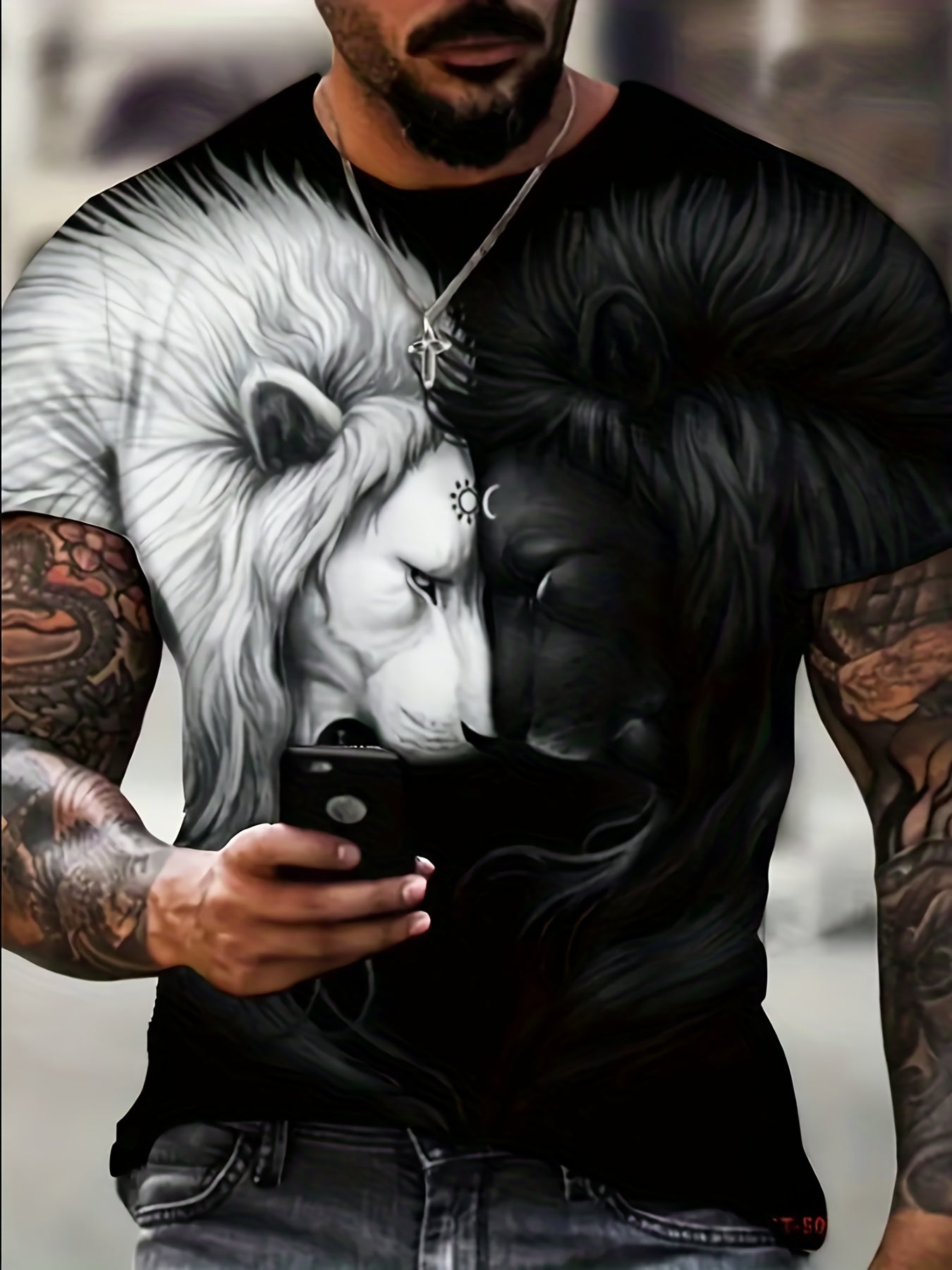 Men's Summer Animal Graphic T Shirt Short Sleeves Tee
