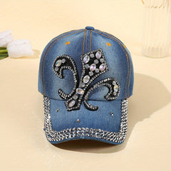 Denim Y2K Baseball Cap Rhinestone Decor Washed Distressed Sun Hat