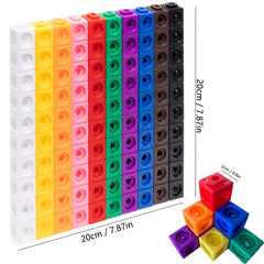 100pcs Fidget Linking Cubes for Learning and Maths with 10 Colours and Shapes