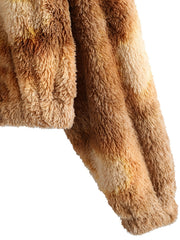 Tie Dye Fluffy Coat Drop Shoulder Crew Neck Winter Outerwear