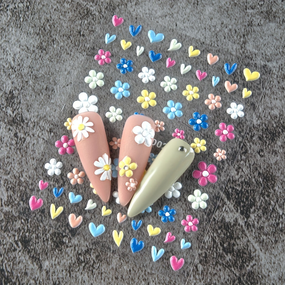 5D Pink Heart Nail Art Stickers Adhesive Acrylic DIY Nail Decoration
