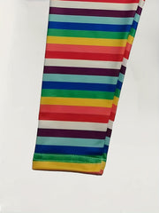 Rainbow Striped Leggings Girls All Seasons Sports Gift