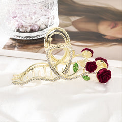 Red Rose Rhinestone Hair Claw Clip Strong Grip Hair Jaw Clip