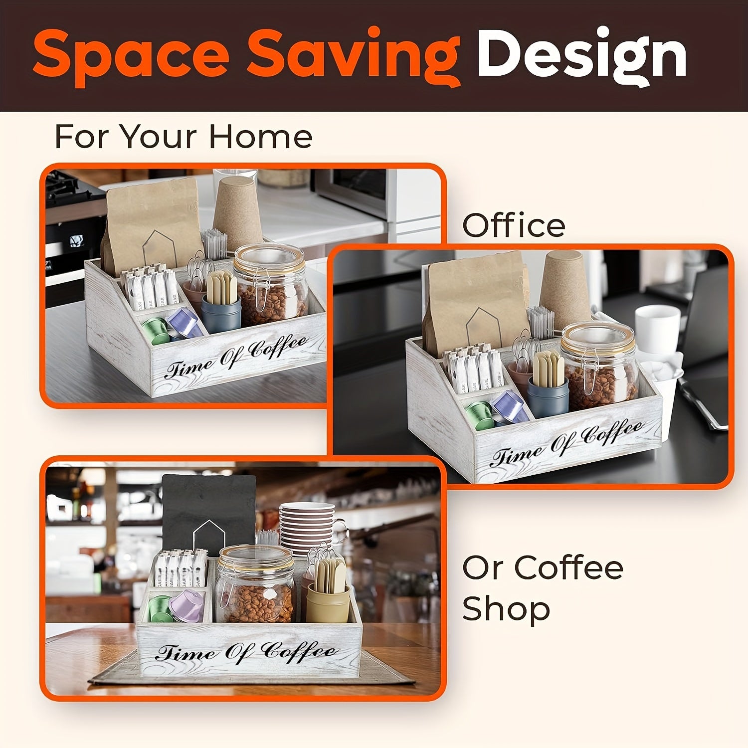 Coffee Station Organizer Wooden Coffee Bar Accessories Organizer For Countertop