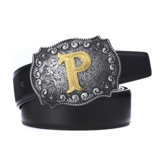 Western Cowboy Letter P Belt Buckle