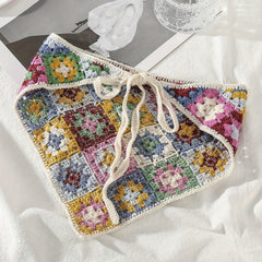 Colorful Knitted Bandana Flower Pattern Crochet Boho Style Headband