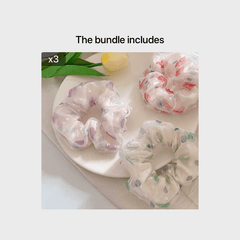 3pcs Polka Dot Mesh Scrunchie Hair Tie